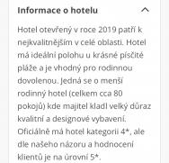 Popis hotelu v aplikaci CK